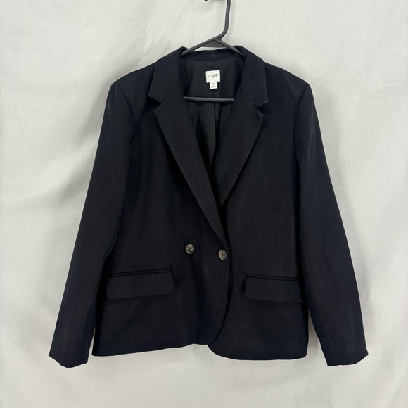 J. Crew Black Double Button TENCEL Tailored Blazer Women’s Size 8 Medium Work - Picture 2 of 8